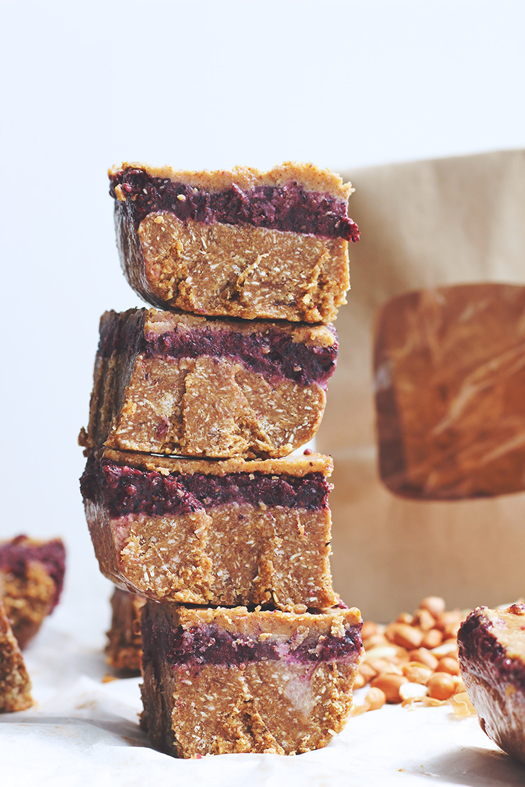 A Delicious Raw No-Bake Vegan Peanut Butter & Jelly Slice